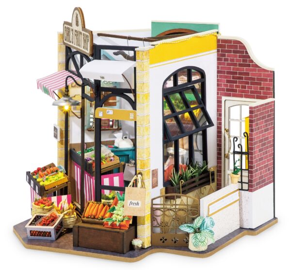 Robotime: Poppenhuis met LED Carls Fruit Shop - DG142