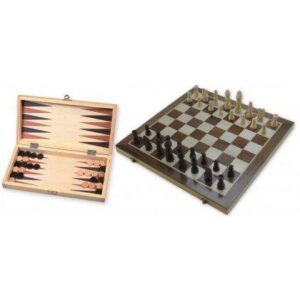 Schaak-/Backgammon Klapcassette 29cm