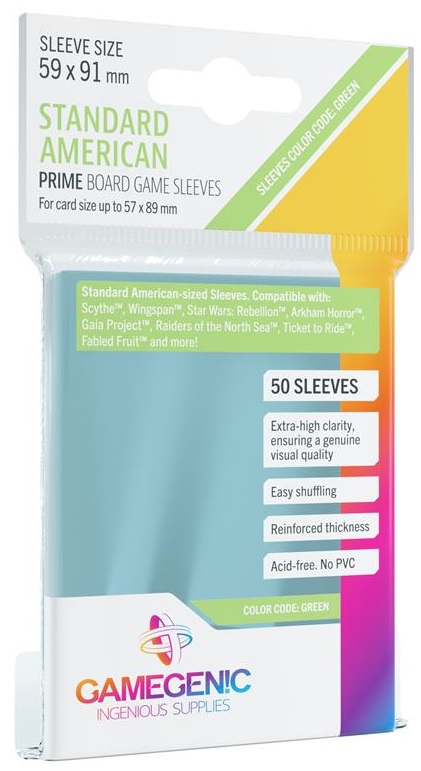 Gamegenic: Sleeves Board Game 59x91mm Code:Green Prime (50)