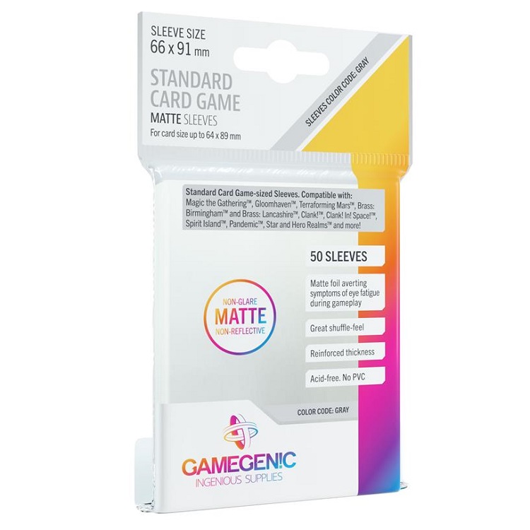 Gamegenic: Sleeves Board Game 66x91mm Code:Grey Matte (50)