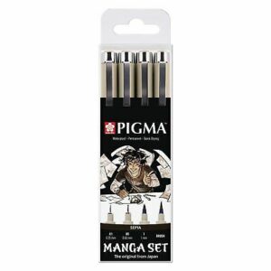 Sakura Manga Pigma Sepia Set 0.25-0.45-1mm + Brush (4)