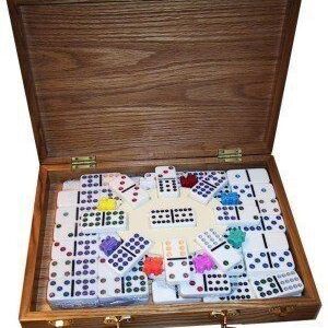 Domino Mexican Train Dubbel 12 Koffer Hout