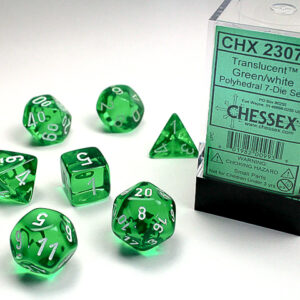 Chessex Polyhedral Translucent Green/White (7) - CHX23075