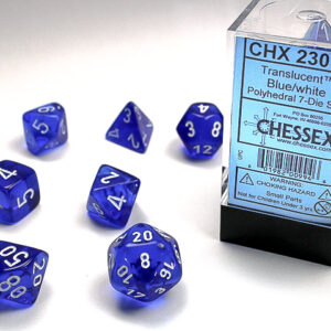 Chessex Polyhedral Translucent Blue/White (7) - CHX23076