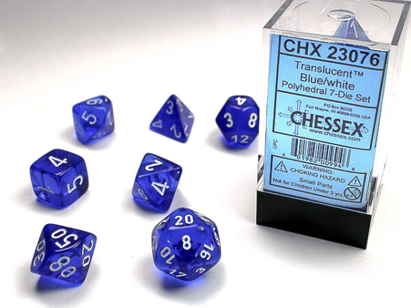 Chessex Polyhedral Translucent Blue/White (7) - CHX23076