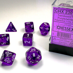 Chessex Polyhedral Purple/White Translucent (7) - CHX23077