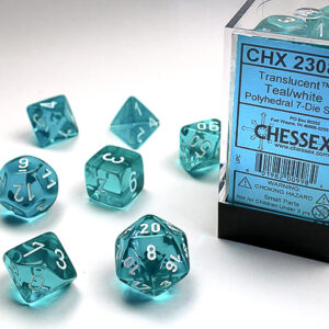 Chessex Polyhedral Teal/White Translucent (7) - CHX23085