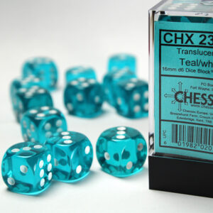 Chessex Polyhedral Transluscent Teal/White (12) - CHX23615