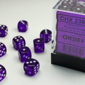 Chessex 36d6 Translucent Purple/White 12mm (36) - CHX23807