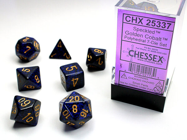 Chessex Polyhedral Speckled Golden Cobalt (7) - CHX25337