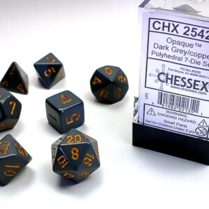 Chessex Polyhedral Opaque Dark Grey/Copper (7) - CHX25420