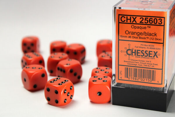 Chessex Polyhedral Opaque Orange/Black - CHX25603