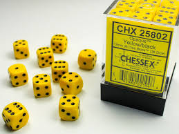 Chessex 36d6 Opaque Yellow/Black 12mm (36) - CHX25802