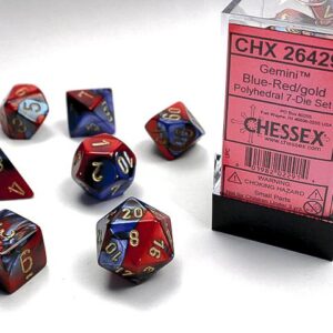 Chessex Polyhedral Gemini Blue-Red/Gold (7) - CHX26429