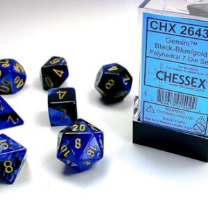 Chessex Polyhedral Black-Blue/Gold (7) - CHX26435