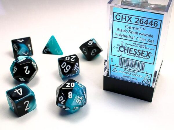 Chessex Polyhedral Gemini Black-Shell/White (7) - CHX26446