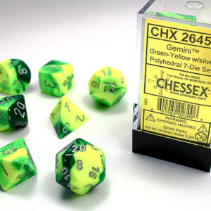 Chessex Polyhedral Gemini Green-Yellow/Silver (7) - CHX26454