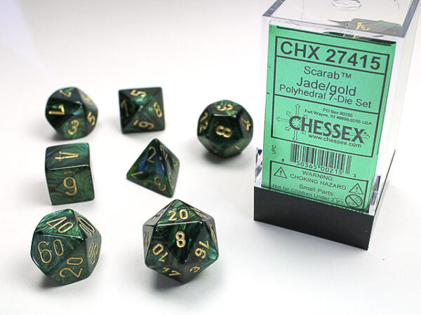 Chessex Polyhedral Jade/Gold (7) - CHX27415