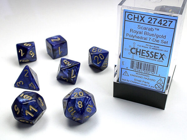 Chessex Polyhedral Scarab Royal Blue/Gold (7) - CHX27427