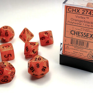 Chessex Polyhedral Vortex Orange/Black (7) - CHX27433