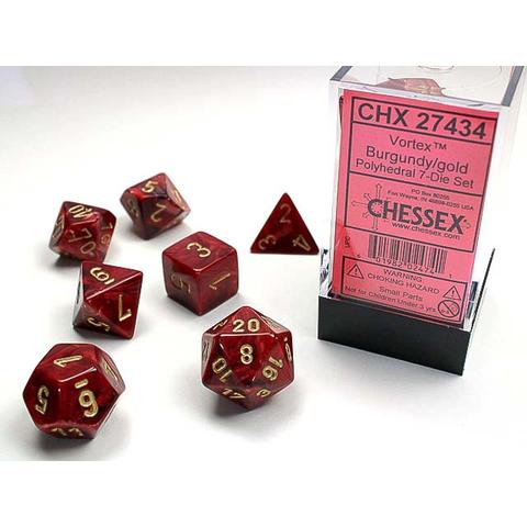 Chessex Polyhedral Vortex Burgundy/Gold (7) - CHX27434