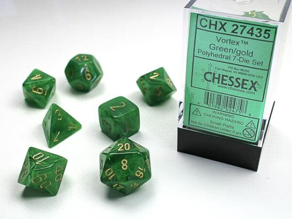 Chessex Polyhedral Vortex Green/Gold (7) - CHX27435