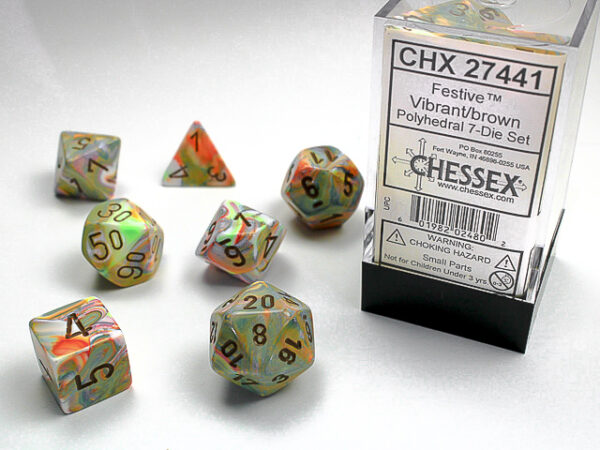 Chessex Polyhedral Festive Vibrant/Brown (7) - CHX27441