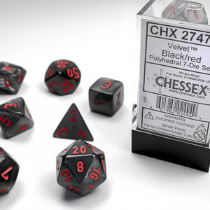 Chessex Polyhedral Velvet Black/Red (7) - CHX27478