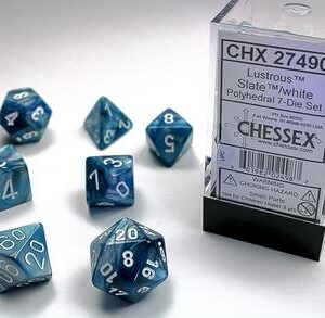 Chessex Polyhedral Lustrous Slate/White (7) - CHX27490