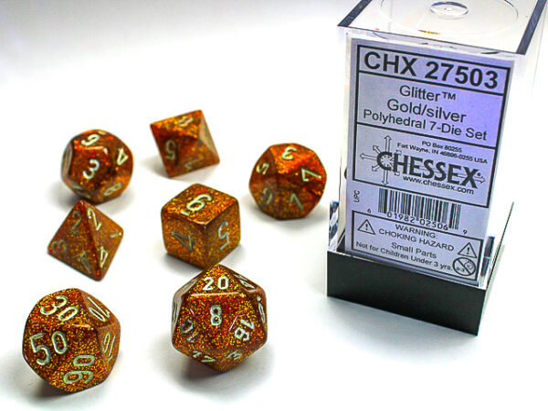 Chessex Polyhedral Glitter Gold/Silver (7) - CHX27503