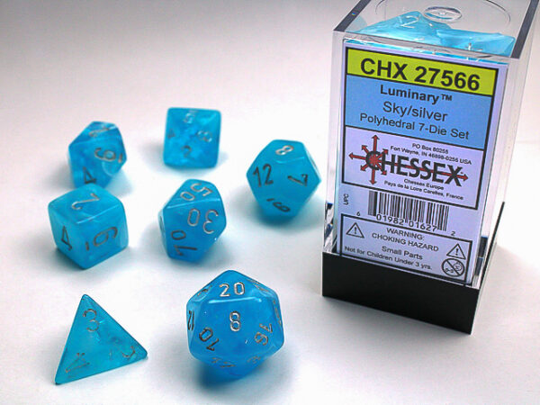 Chessex Polyhedral Luminary Sky/Silver (7) - CHX27566