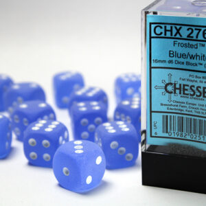 Chessex 12d6 Frosted Blue with White 16mm (12) - CHX27606