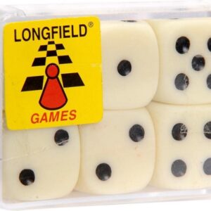 Longfield 6d6 Dobbelstenen in doosje Creme