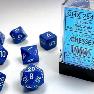 Chessex Polyhedral Opaque Blue/White (7) - CHX25406