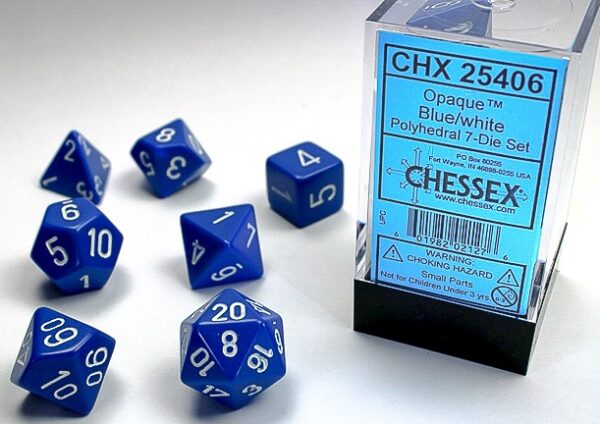Chessex Polyhedral Opaque Blue/White (7) - CHX25406