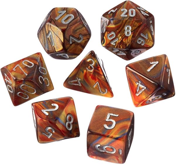Chessex Polyhedral Lustrous Gold/Silver (7) - CHX27493