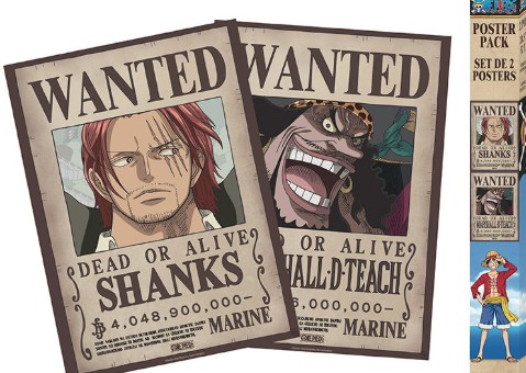 One Piece Wanted Poster (Shanks & Blackbeard) 52x38cm - Spel en Meer